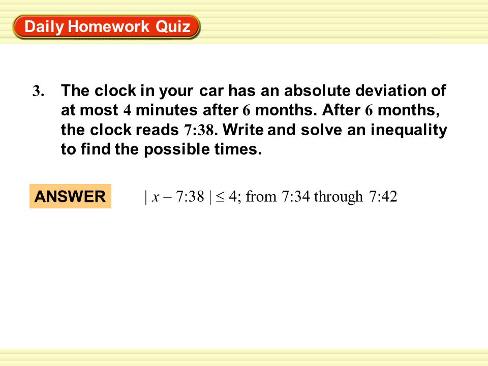 Daily Homework Quiz