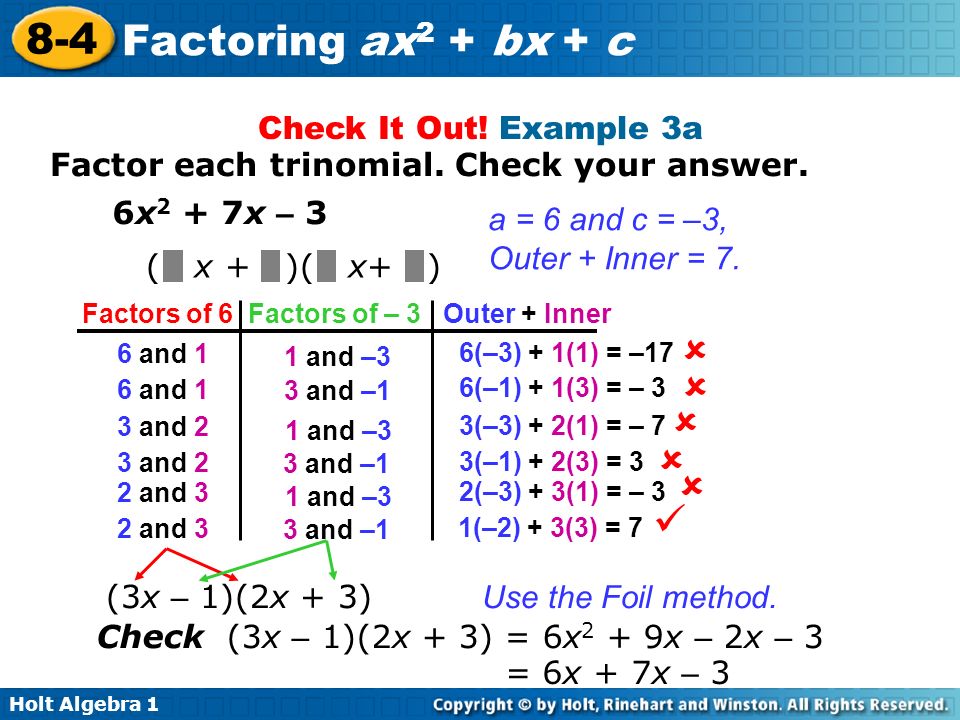   Check It Out! Example 3a Factor each trinomial. Check your answer.