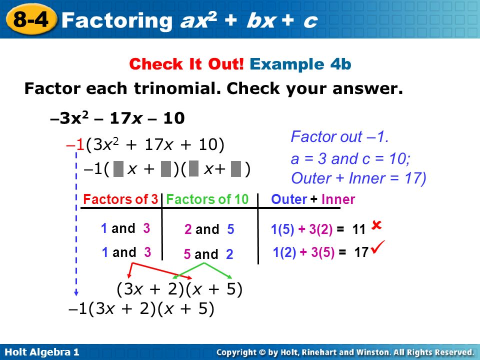   Check It Out! Example 4b Factor each trinomial. Check your answer.