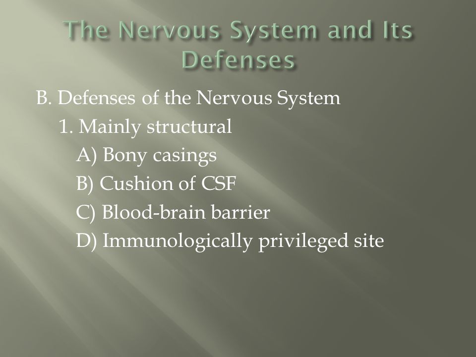 The Nervous System and Its Defenses