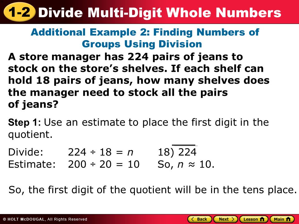 Additional Example 2: Finding Numbers of Groups Using Division