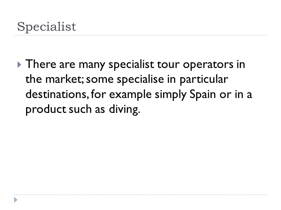 what is a specialist tour operator