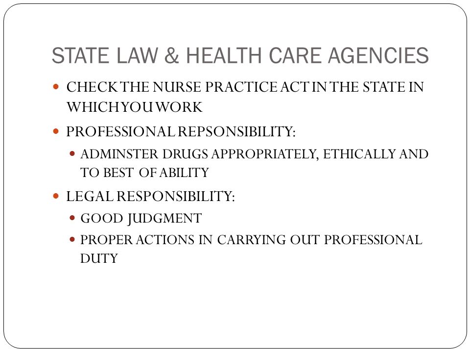 STATE LAW & HEALTH CARE AGENCIES