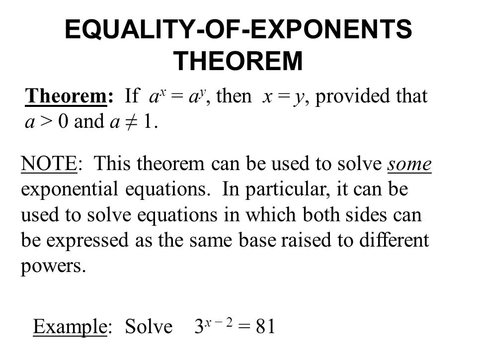 EQUALITY-OF-EXPONENTS THEOREM