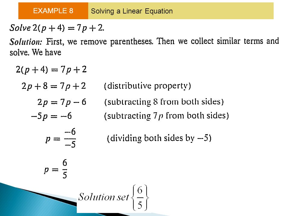 EXAMPLE 8 Solving a Linear Equation