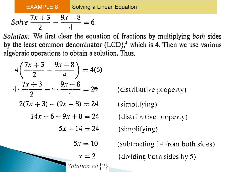 EXAMPLE 8 Solving a Linear Equation