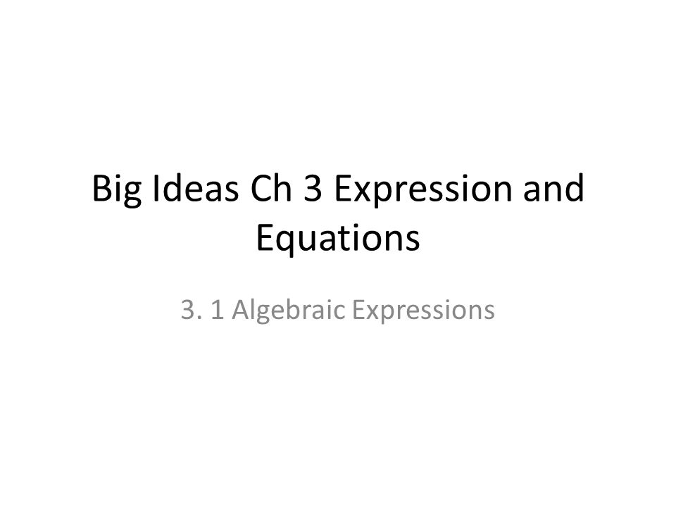 Big Ideas Ch 3 Expression and Equations