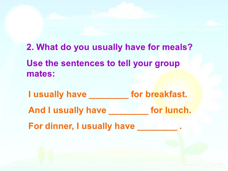 2. What do you usually have for meals