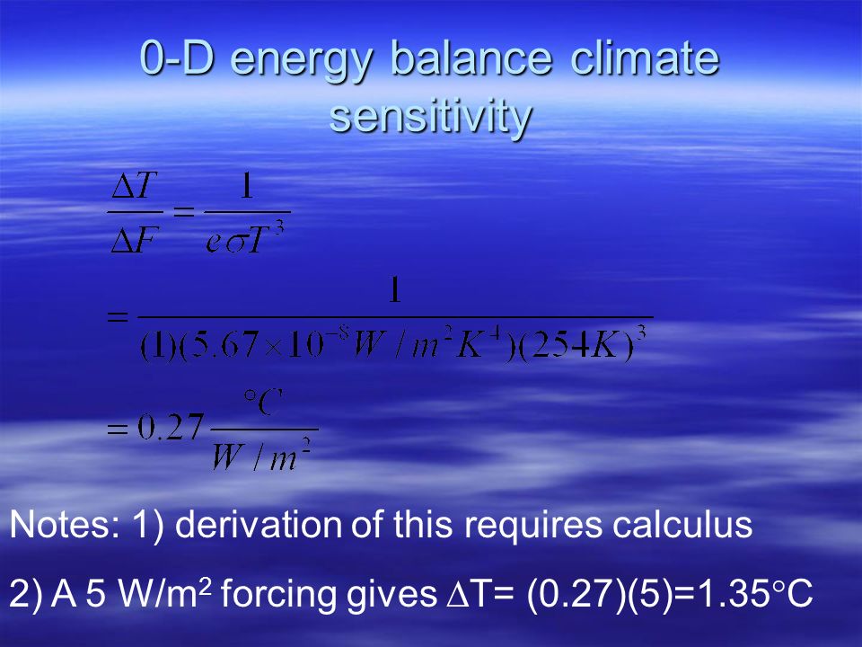 0-D energy balance climate sensitivity