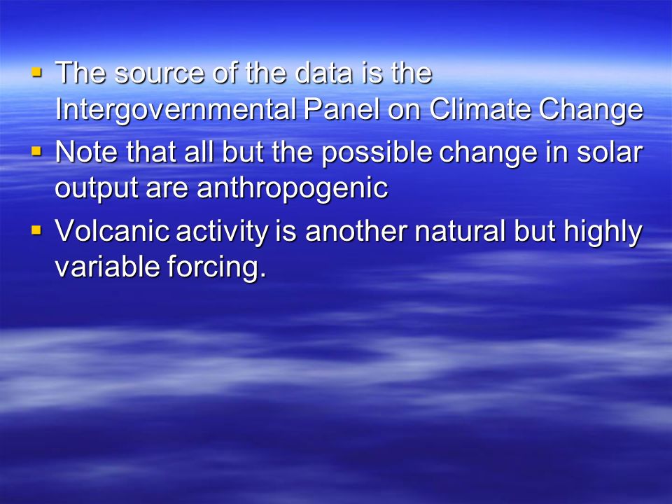 The source of the data is the Intergovernmental Panel on Climate Change