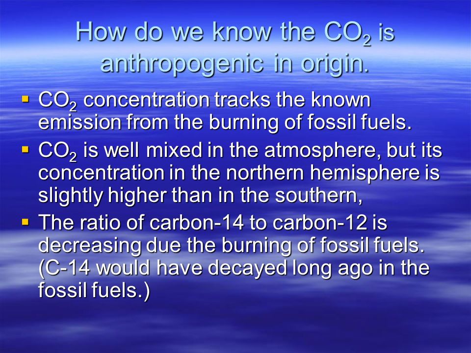 How do we know the CO2 is anthropogenic in origin.