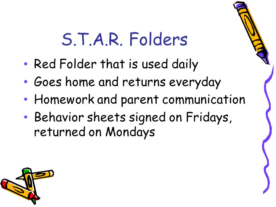 S.T.A.R. Folders Red Folder that is used daily