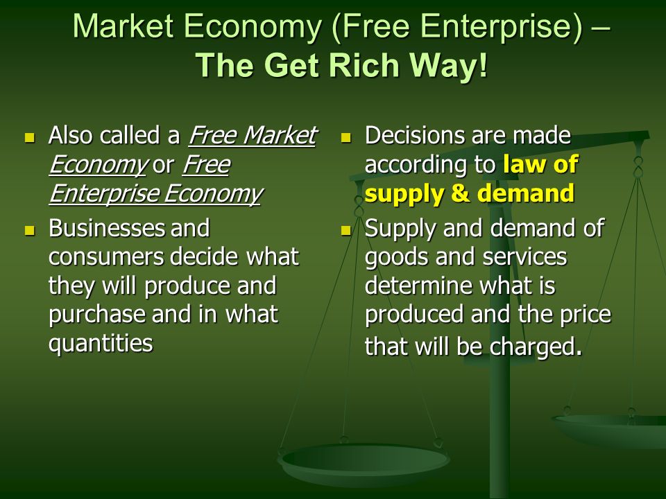 Market Economy (Free Enterprise) – The Get Rich Way!