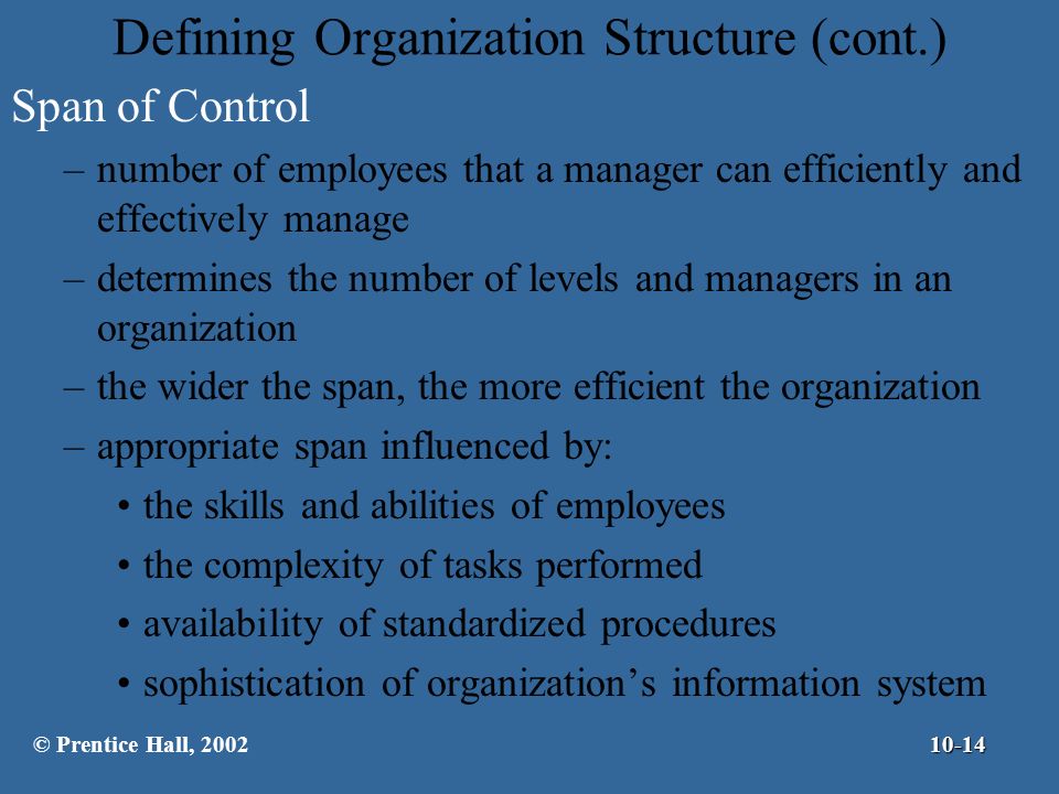 Defining Organization Structure (cont.)