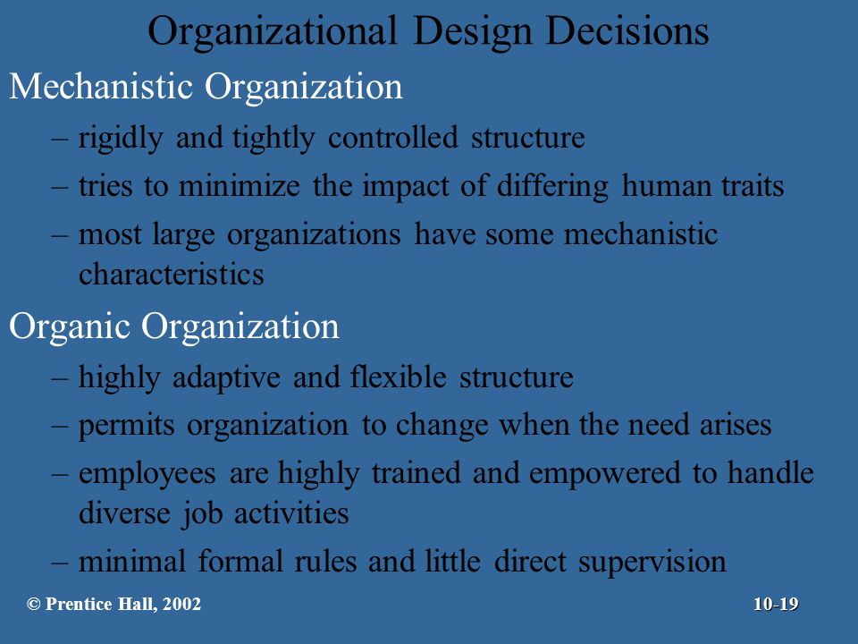 Organizational Design Decisions