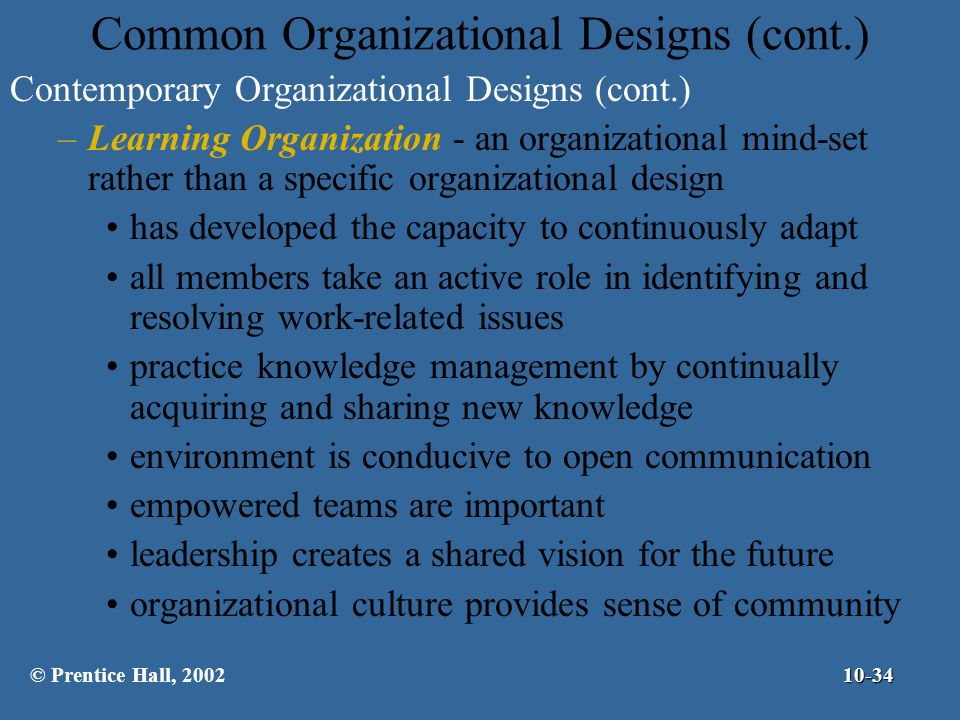 Common Organizational Designs (cont.)
