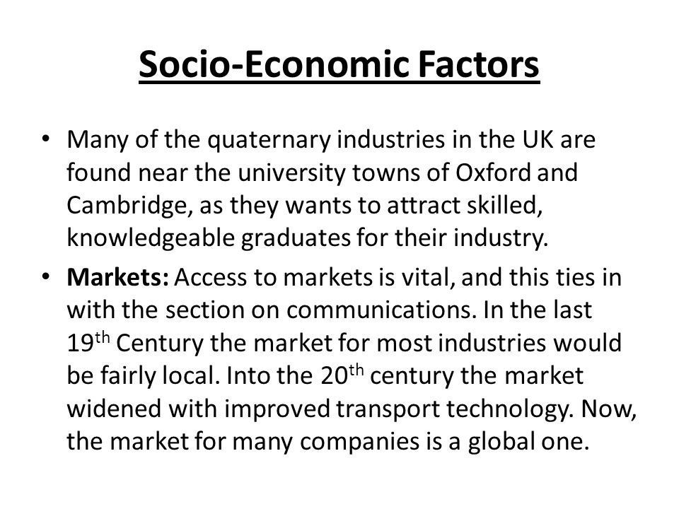 Socio-Economic Factors