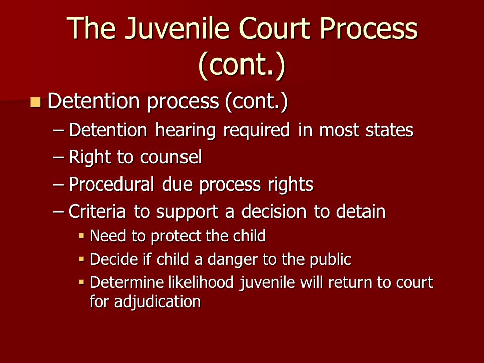 The Juvenile Court Process (cont.)