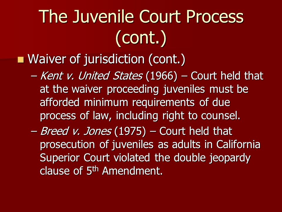 The Juvenile Court Process (cont.)