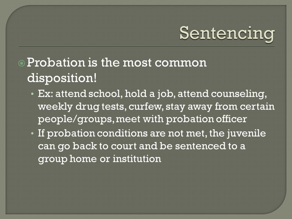 Sentencing Probation is the most common disposition!