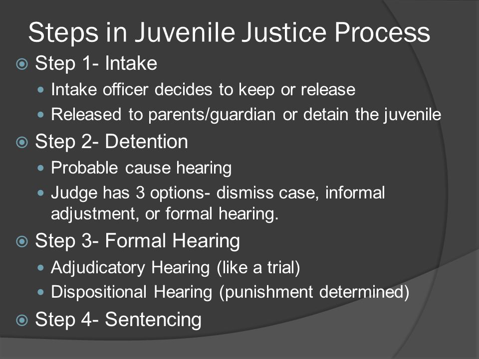 Steps in Juvenile Justice Process