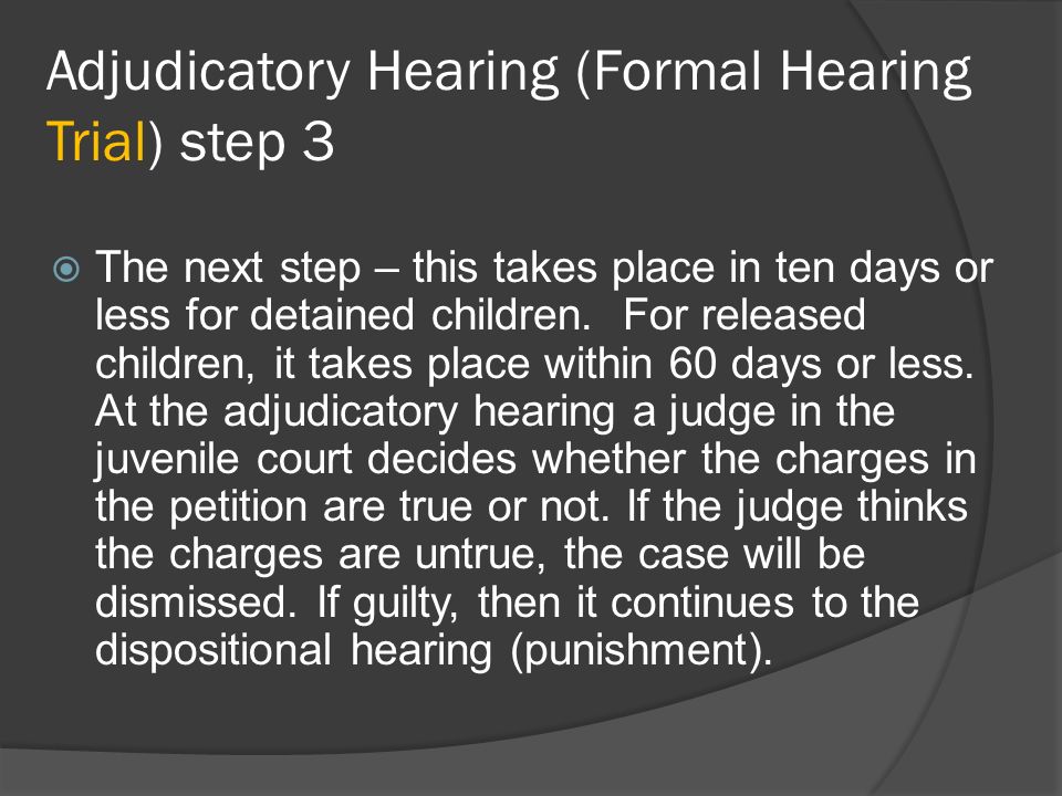 Adjudicatory Hearing (Formal Hearing Trial) step 3