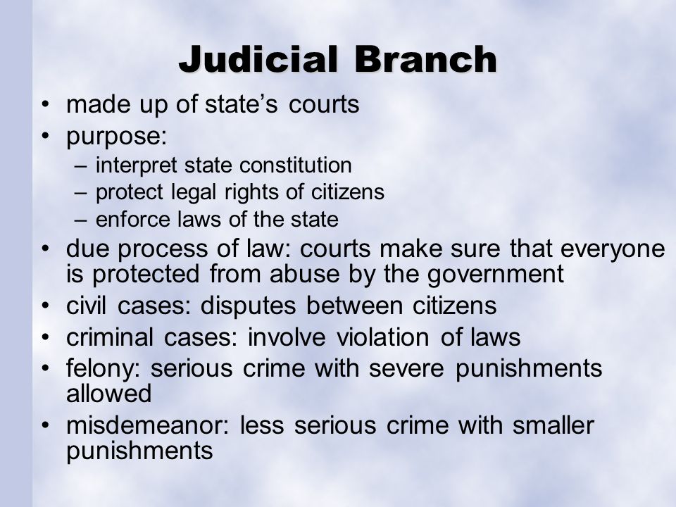 Judicial Branch made up of state’s courts purpose: