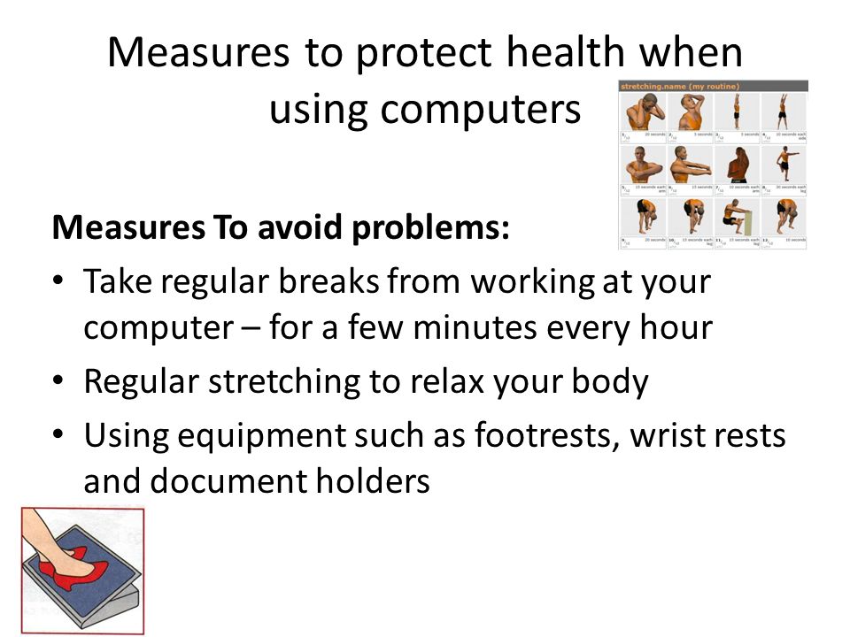 Measures to protect health when using computers