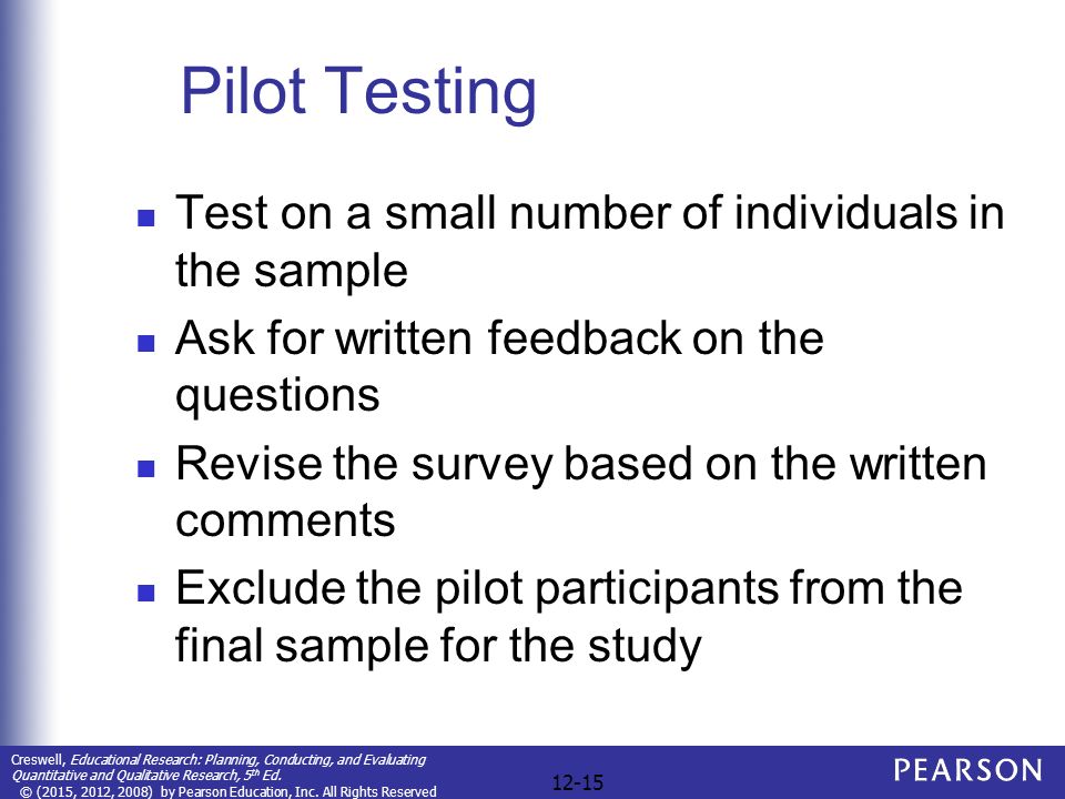Pilot Studies Sage Research Methods
