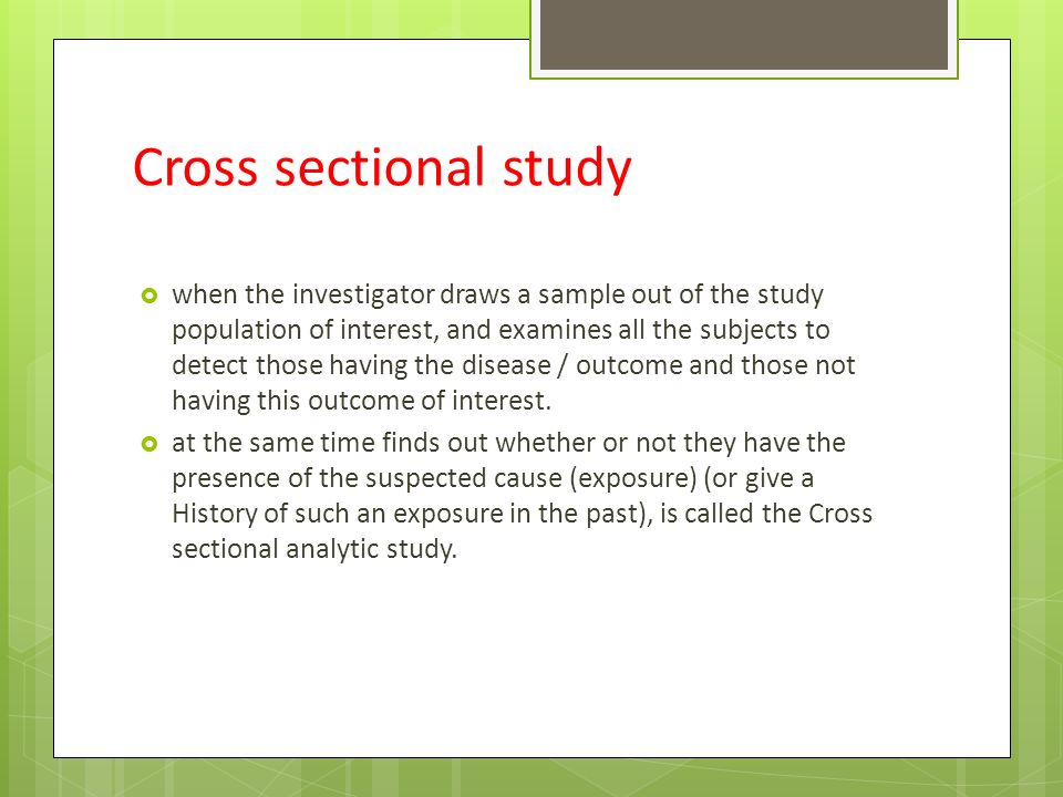 Cross Sectional Study Ppt Video Online Download