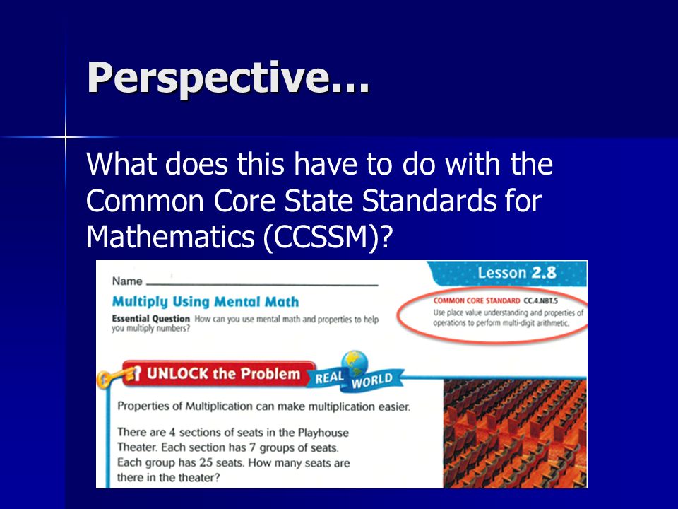 Perspective… What does this have to do with the Common Core State Standards for Mathematics (CCSSM)