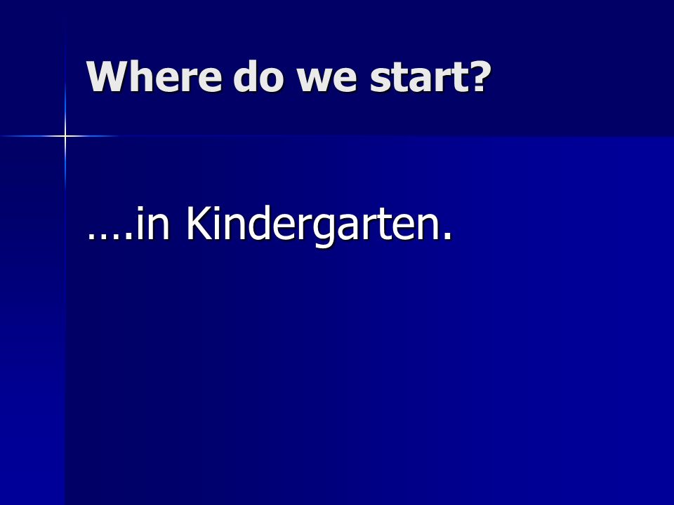 Where do we start ….in Kindergarten.