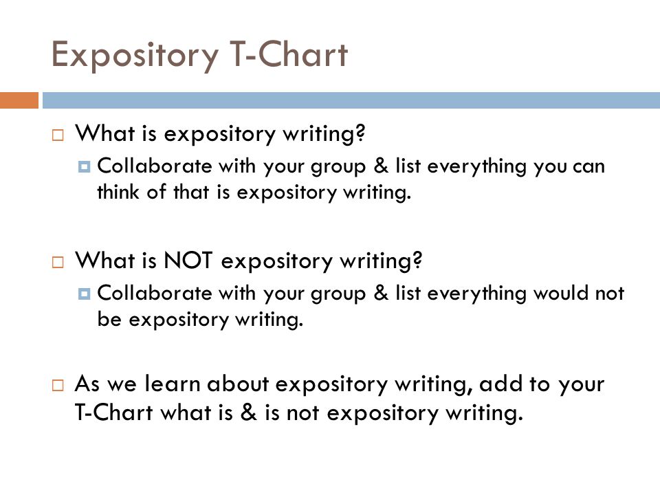 Expository T-Chart What is expository writing