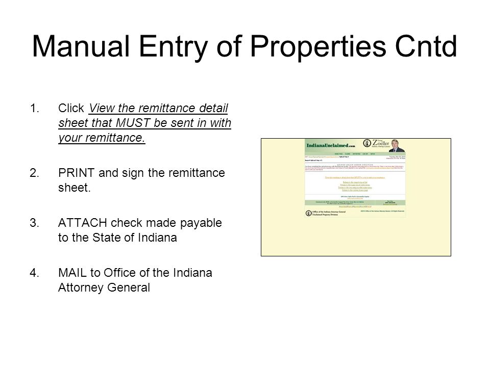 Manual Entry of Properties Cntd