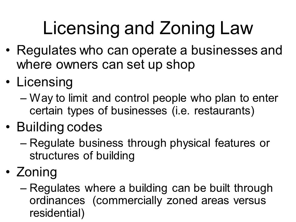 Licensing and Zoning Law