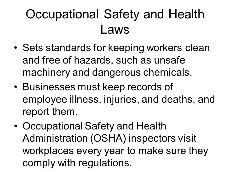Occupational Safety and Health Laws