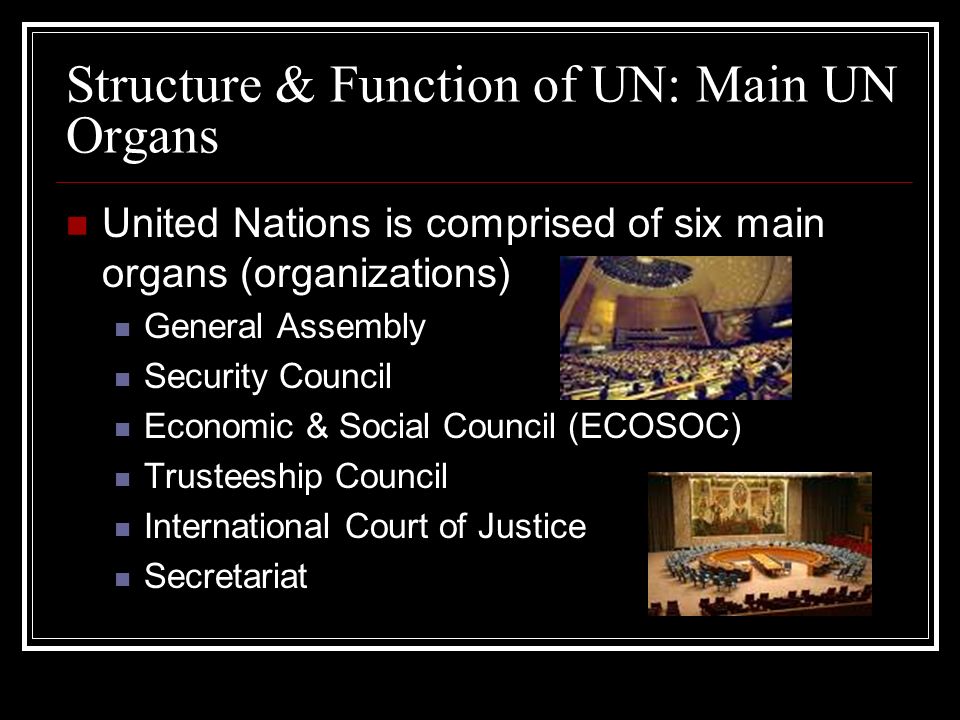 Structure & Function of UN: Main UN Organs