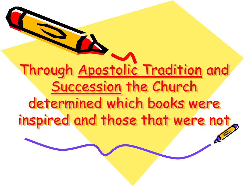 Through Apostolic Tradition and Succession the Church determined which books were inspired and those that were not