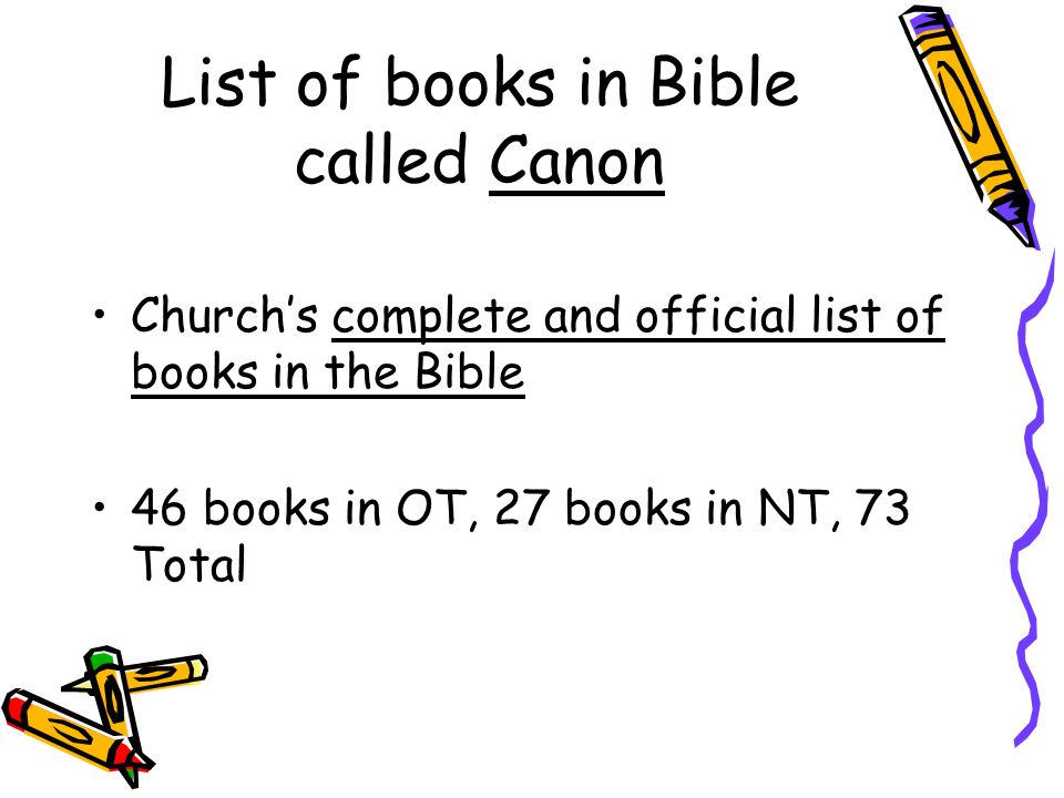 List of books in Bible called Canon