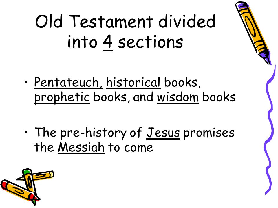 Old Testament divided into 4 sections