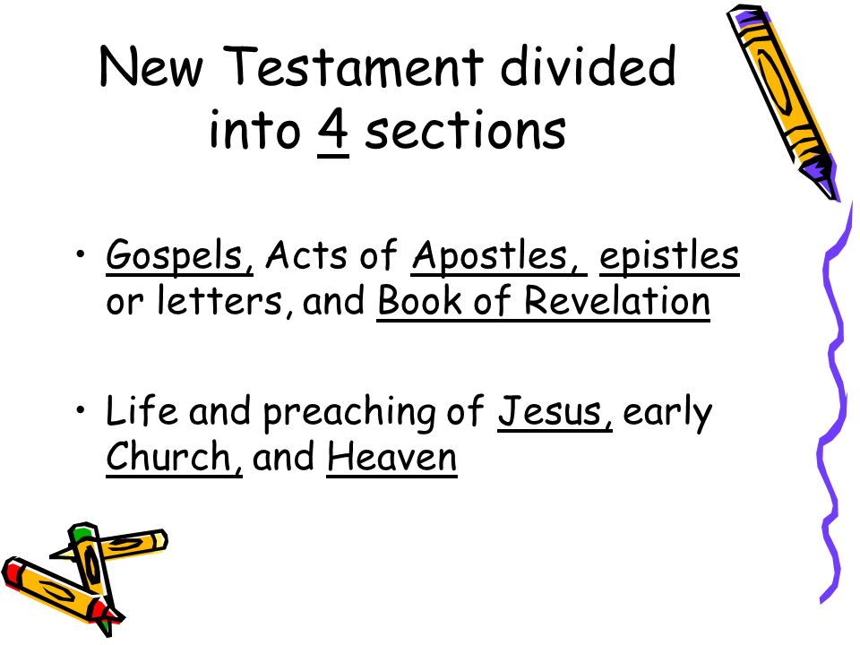 New Testament divided into 4 sections
