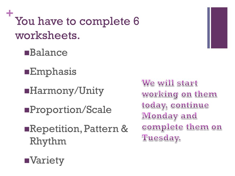 You have to complete 6 worksheets.