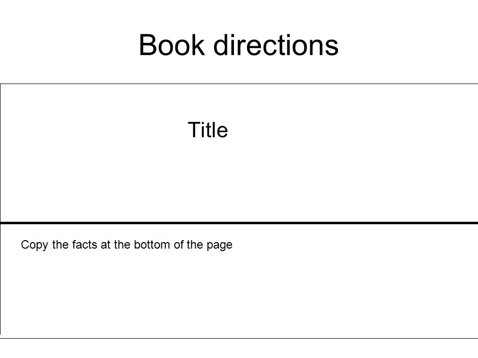 Book directions Title Copy the facts at the bottom of the page