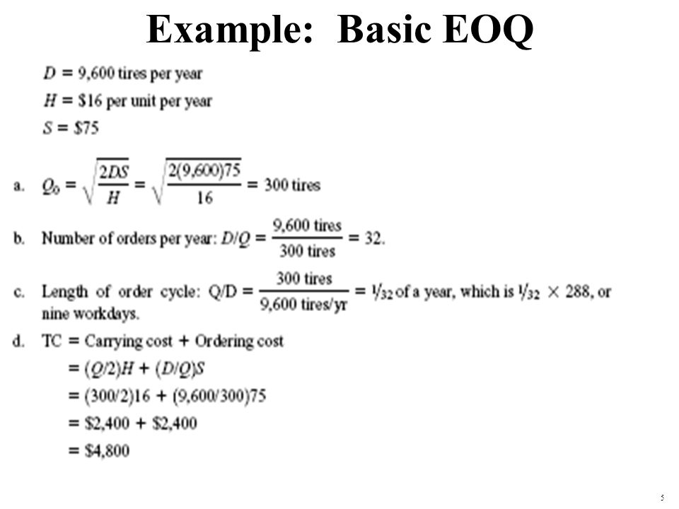 Eoq Model Cost Curves Q D 2 D Co Eoq Q Ch Ppt Video Online Download