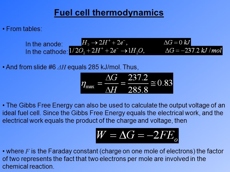 Fuel Cell Thermodynamics - ppt video online download