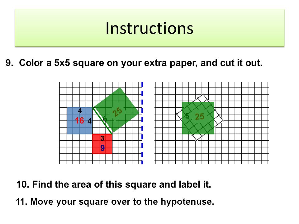 Instructions 9. Color a 5x5 square on your extra paper, and cut it out