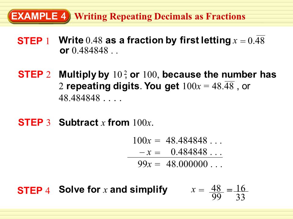 Writing Repeating Decimals as Fractions
