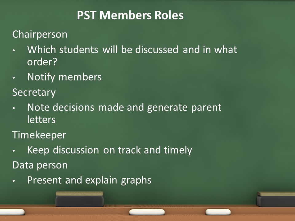 PST Members Roles Chairperson