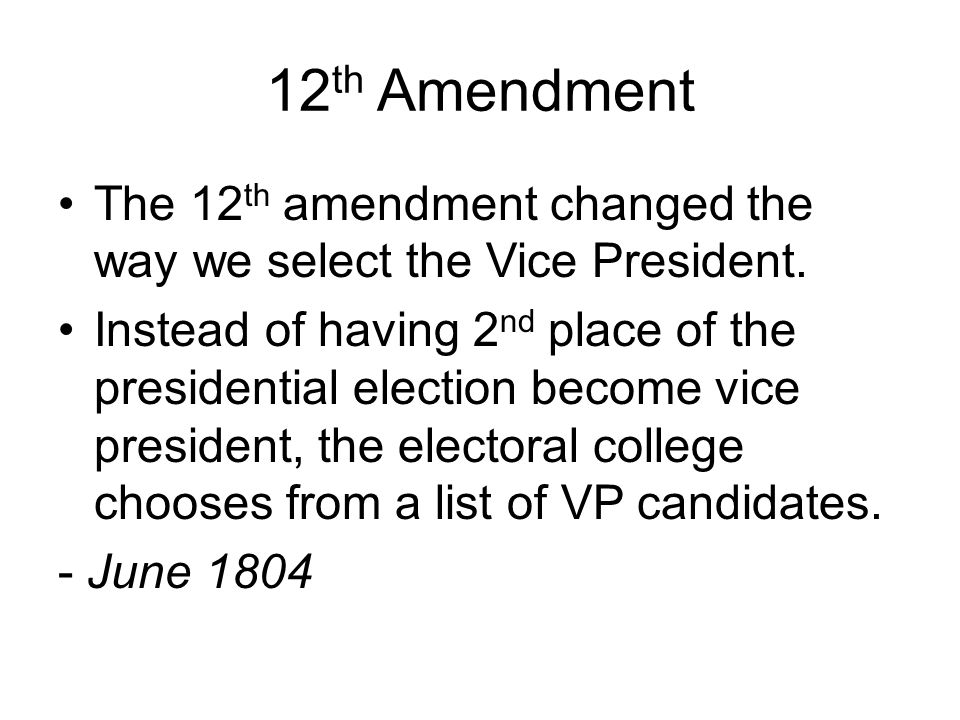 The 12th Amendment Explained