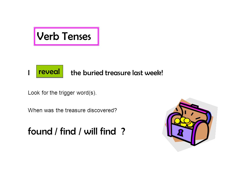 Verb Tenses found / find / will find found reveal